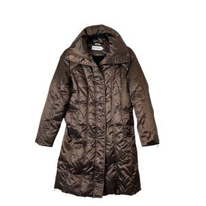 Hilary Radley Puffer Down Coat Size Small Shiny Brown